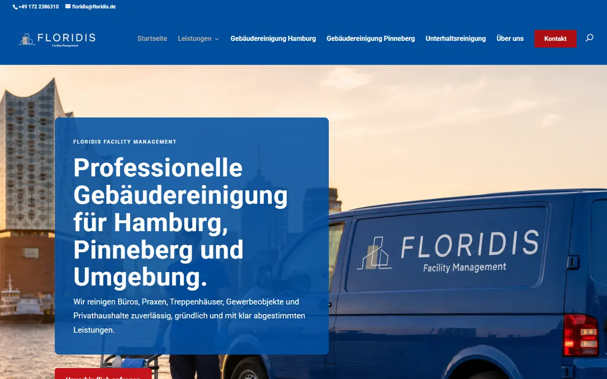 The Floridis Hamburg website on a computer